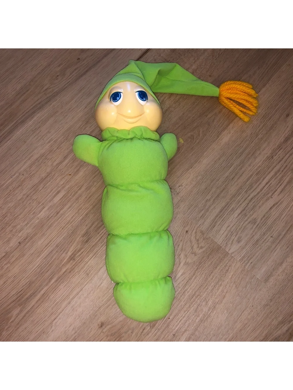 VINTAGE HASBRO 1982 GREEN LIGHT UP GLOW WORM PLUSH DOLL 13” GLO TESTED WORKS!